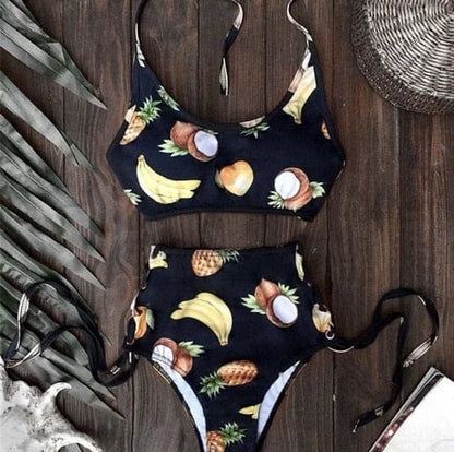 Maillot de bain deux pièces à imprimé fruité