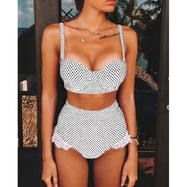 Maillot de bain deux pièces à pois - blanc / s