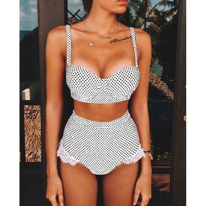 Maillot de bain deux pièces à pois - blanc / s