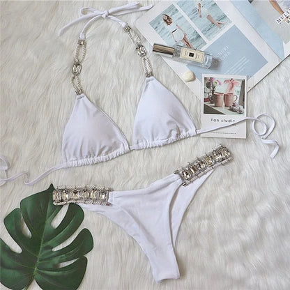 Maillot de bain deux pièces avec appliques décoratives - blanc / s