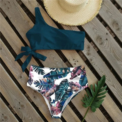 Maillot de bain deux pièces avec bas floral - bleu marine / s