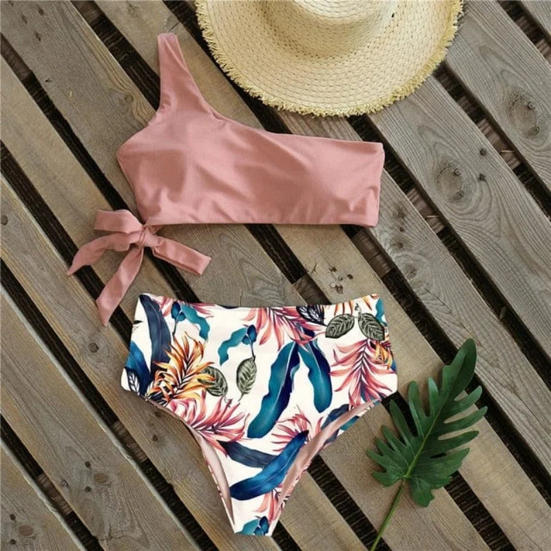 Maillot de bain deux pièces avec bas floral - rose / s