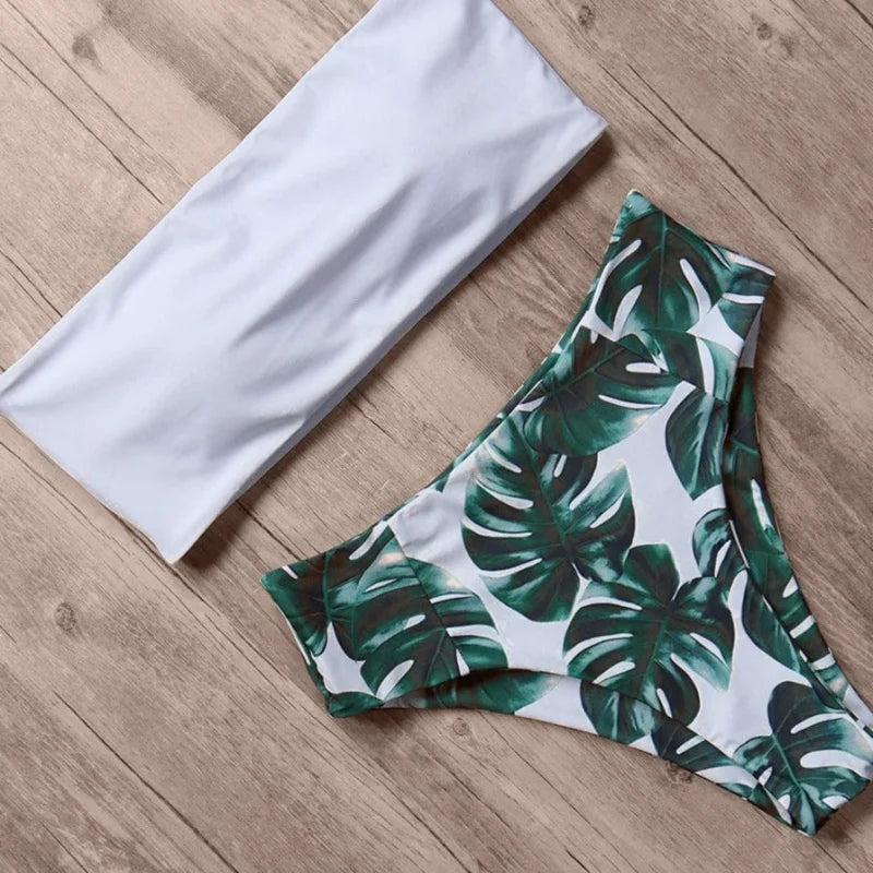 Maillot de bain deux pièces avec haut bandeau - blanc / s