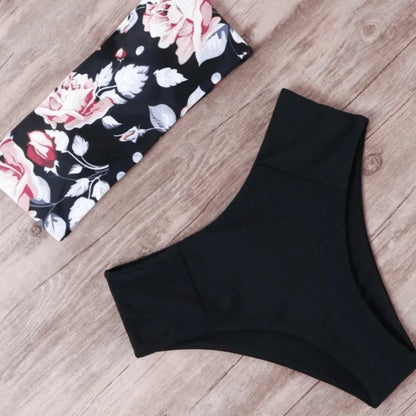 Maillot de bain deux pièces avec haut bandeau - noir / s