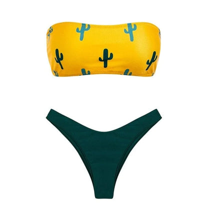 Maillot de bain deux pièces avec motifs - jaune / s