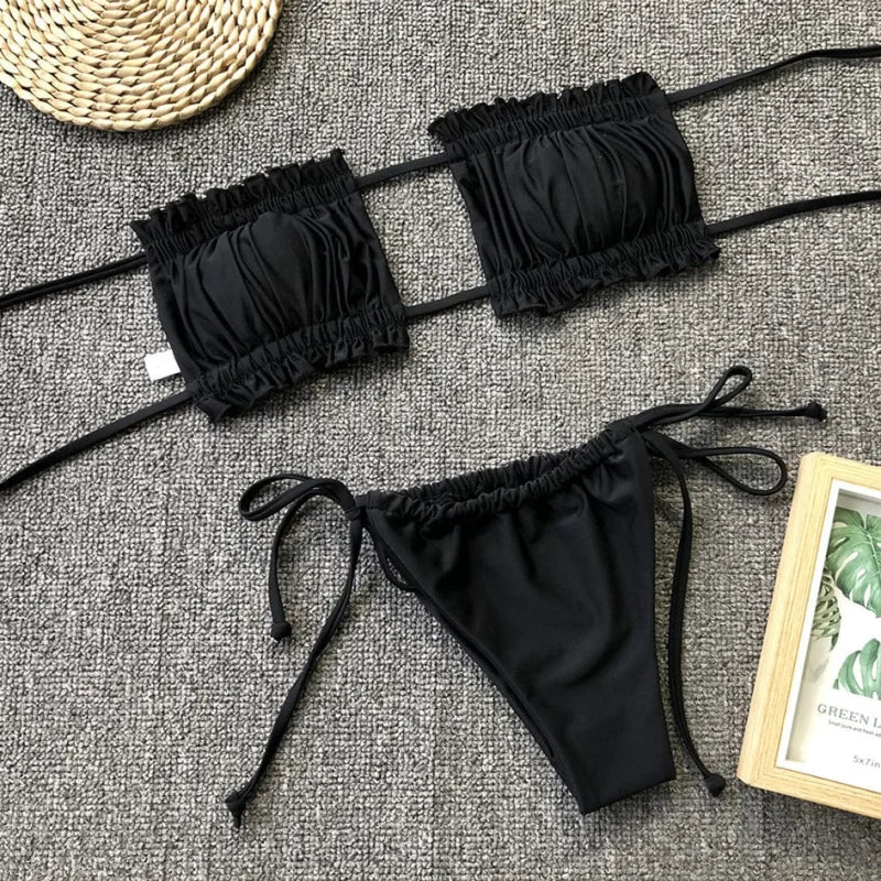 Maillot de bain deux pièces bikini sans bretelles