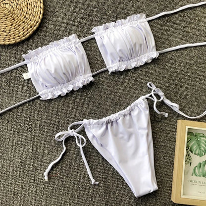 Maillot de bain deux pièces bikini sans bretelles