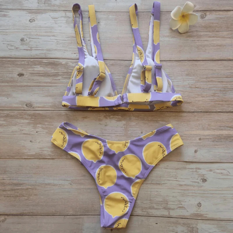 Maillot de bain deux pièces citron