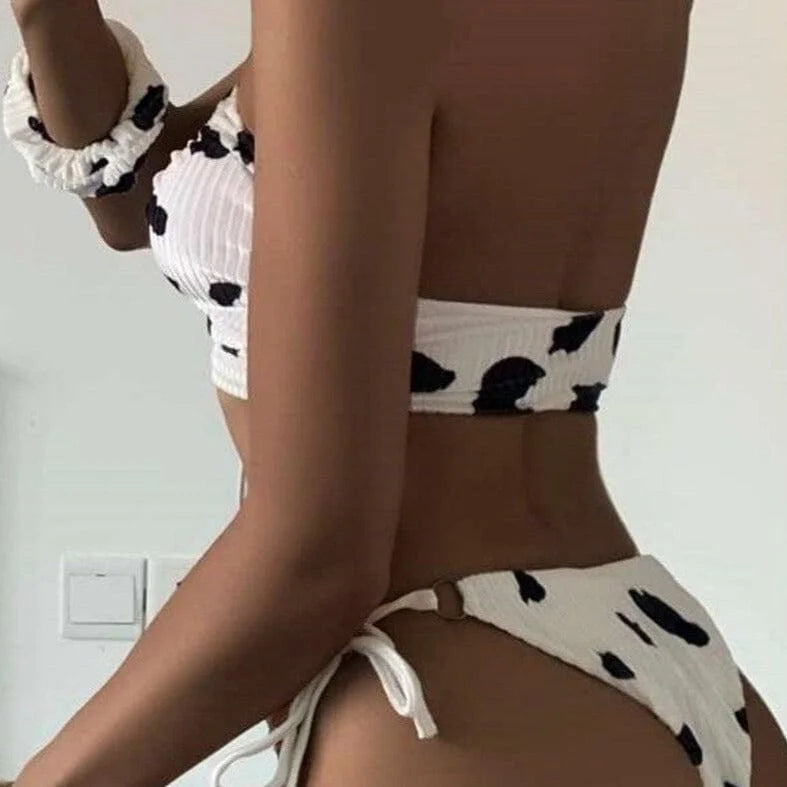 Maillot de bain deux pièces en impression vache