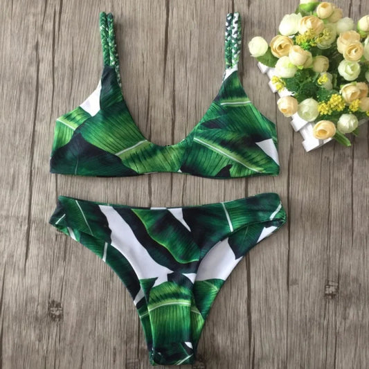 Maillot de bain deux pièces floral - vert / s