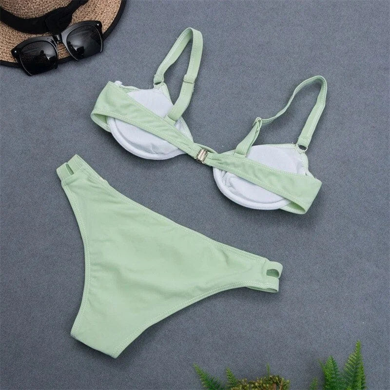 Maillot de bain deux pièces vert menthe