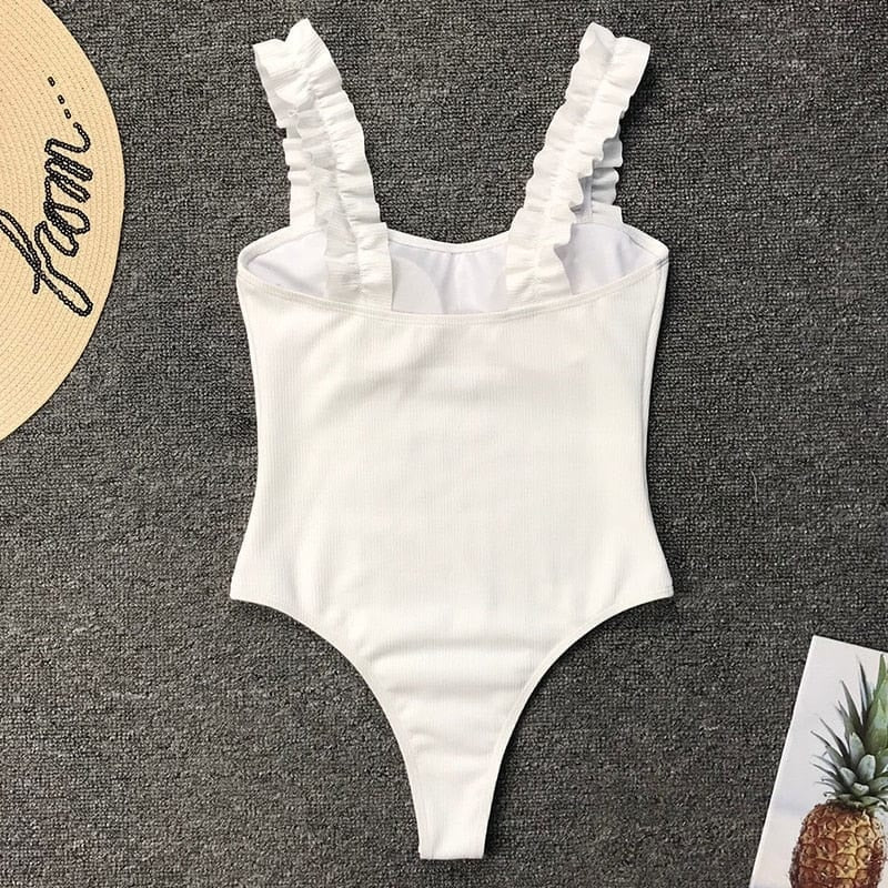 Maillot de bain une pièce avec bretelles décoratives