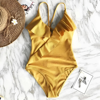  Maillot de bain une pièce avec détail volant