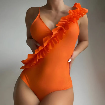  Maillot de bain une pièce avec volants et liens