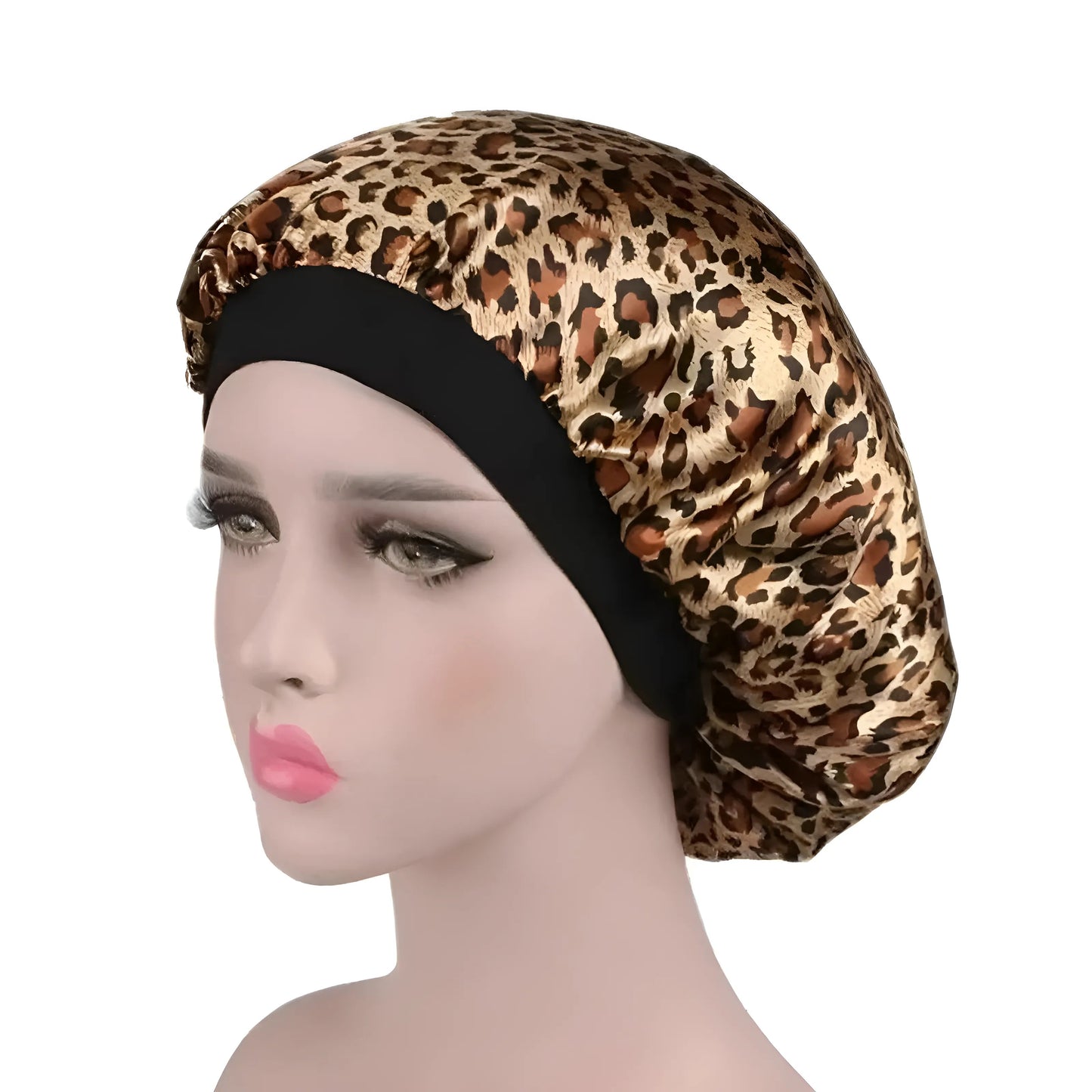 Marron Bonnet de nuit en satin à fleurs