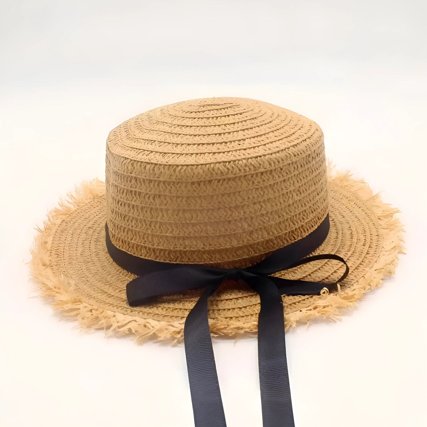 Marron Chapeau de plage avec nœud