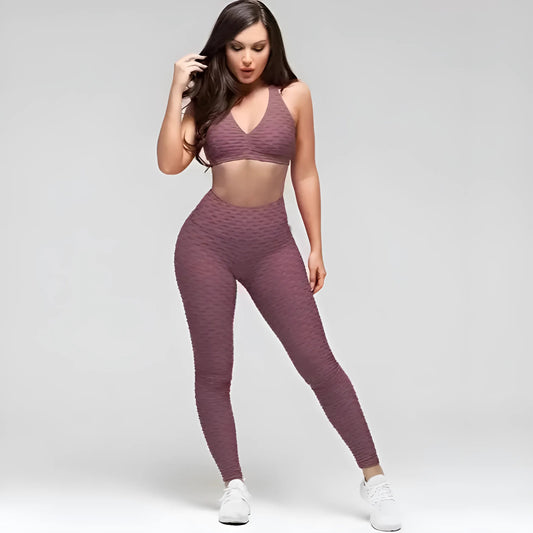 Marron Ensemble sportif avec décolleté en V