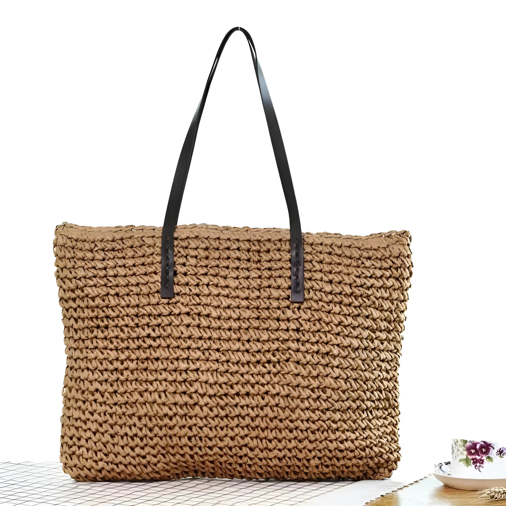 Marron Sac de plage tissé