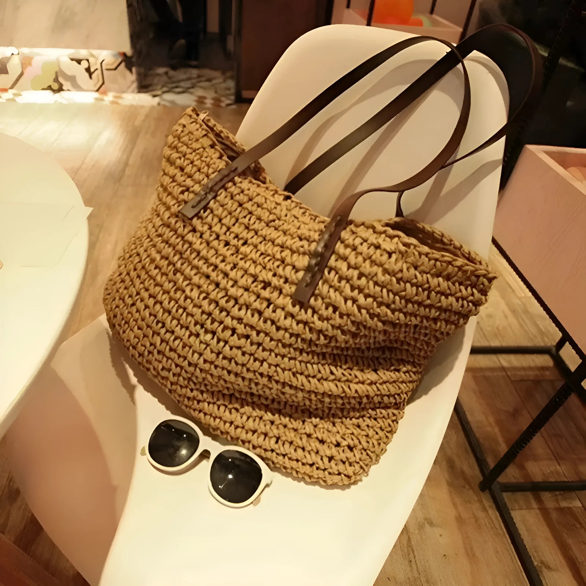 Marron Sac de plage tissé
