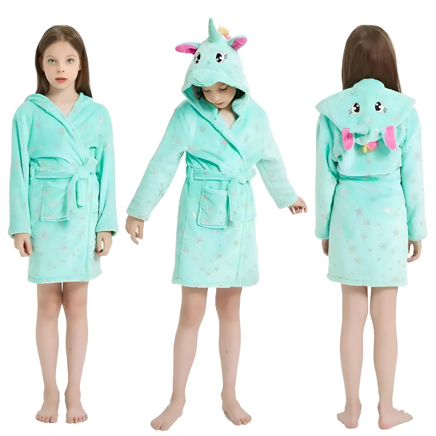 Menthe Peignoir pour enfants avec capuche décorative
