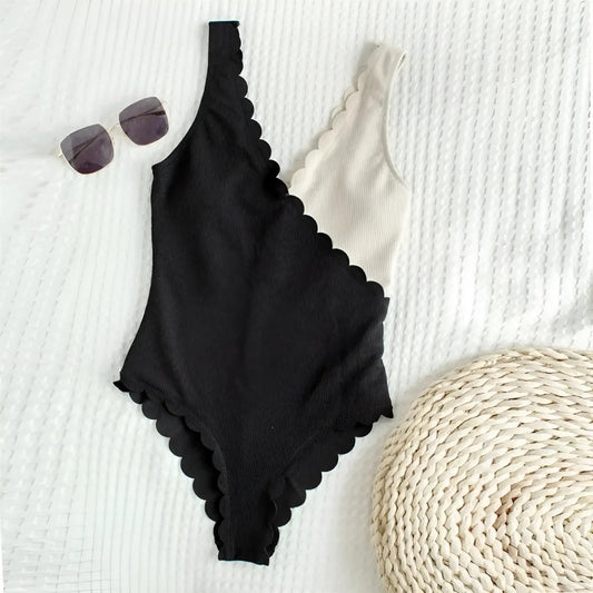 Noir-Blanc Maillot de bain bicolore