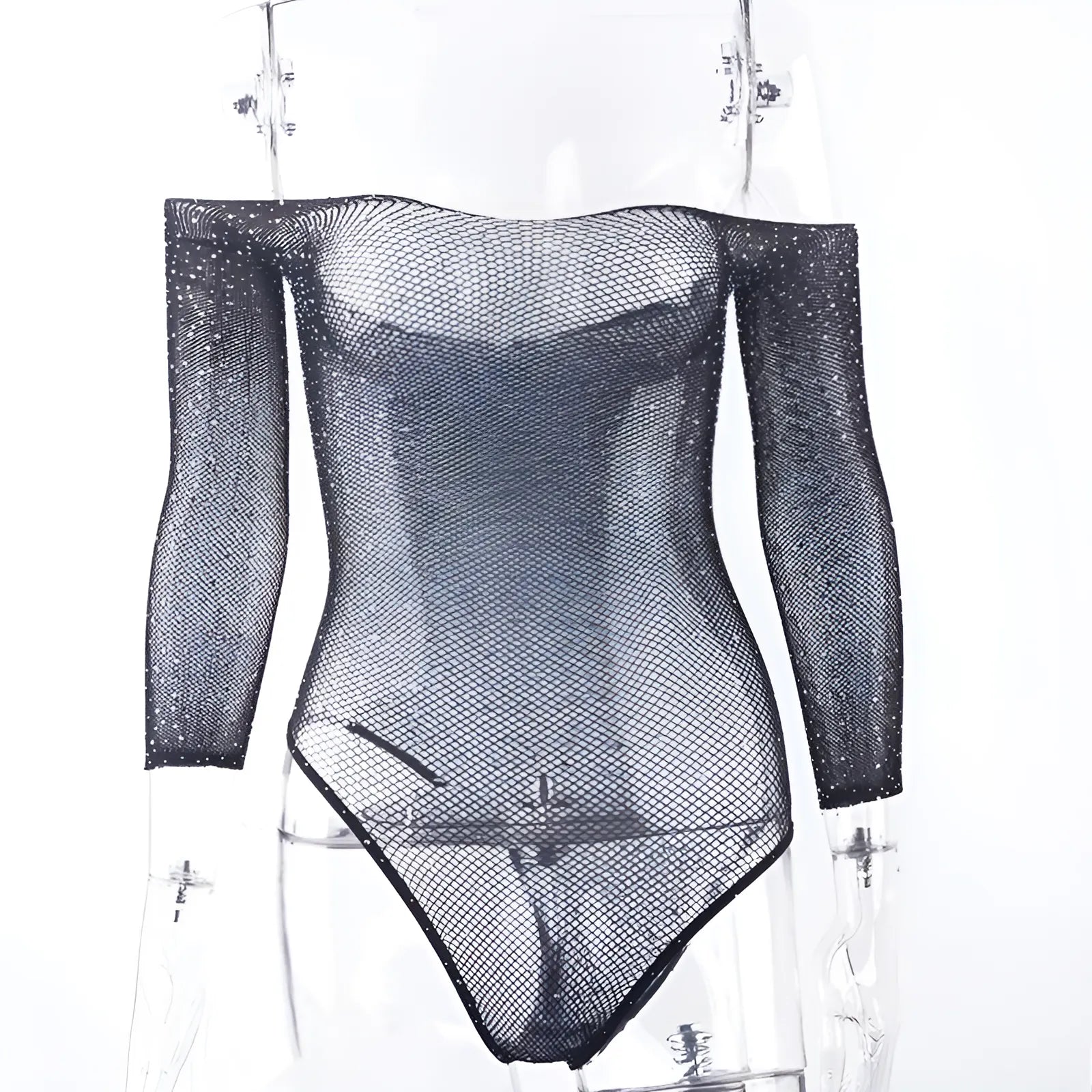 Noir Body en résille brillant