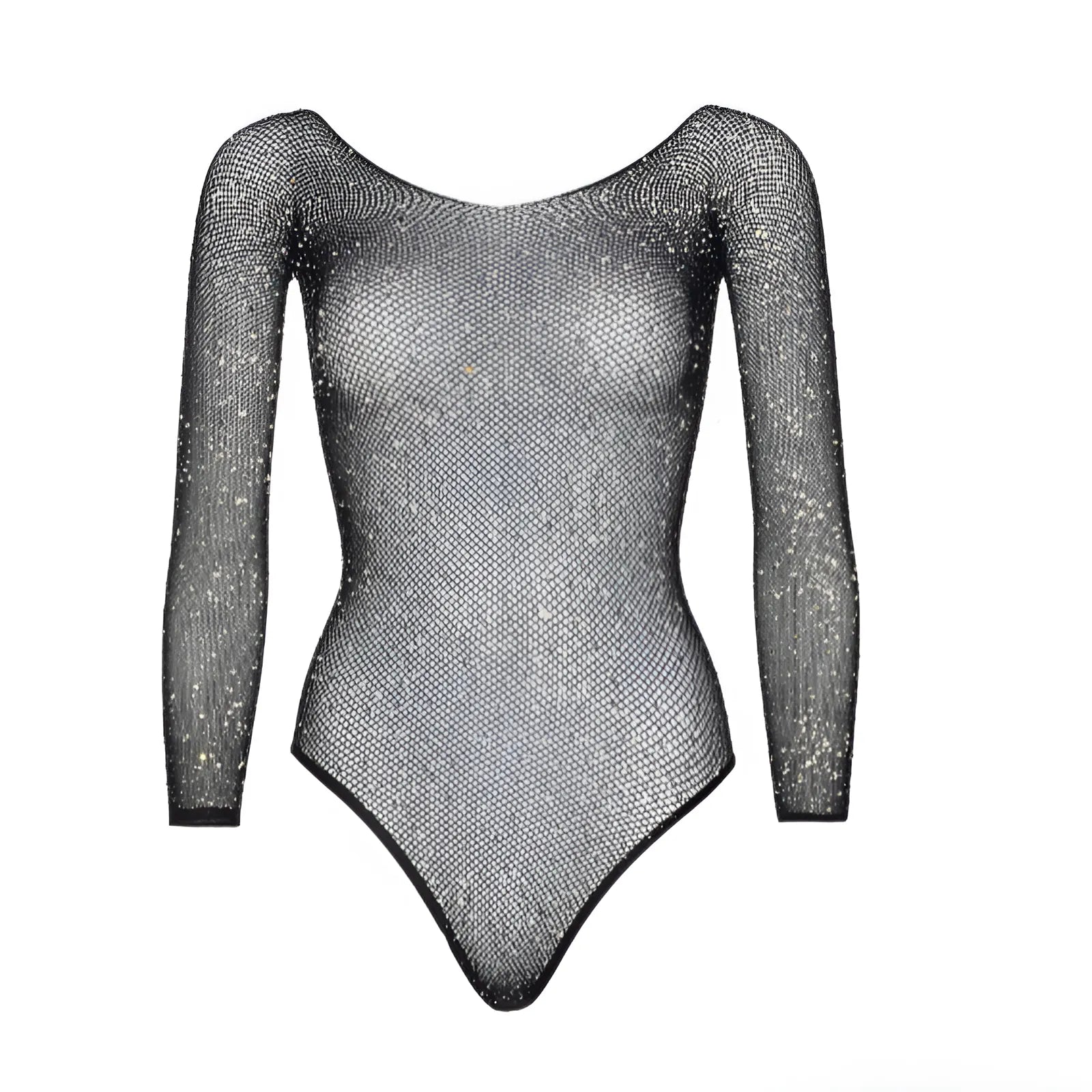 Noir Body en résille scintillante avec des strass