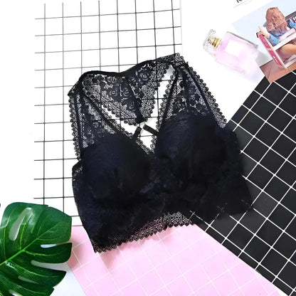 Noir Brassière en dentelle avec soutien intégré