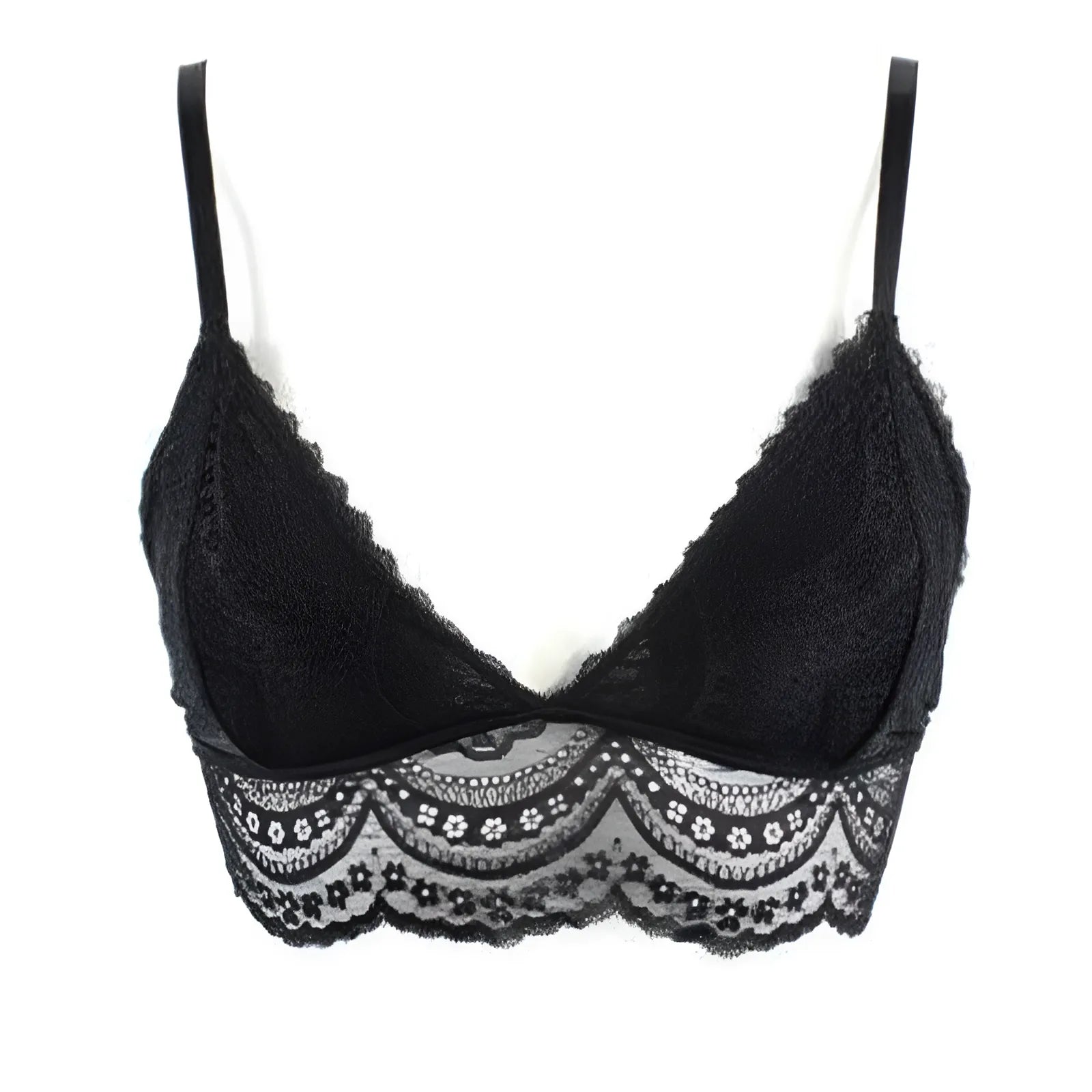 Noir Brassière triangle en dentelle avec taille basse