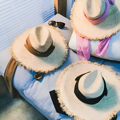 Noir Chapeau de plage classique