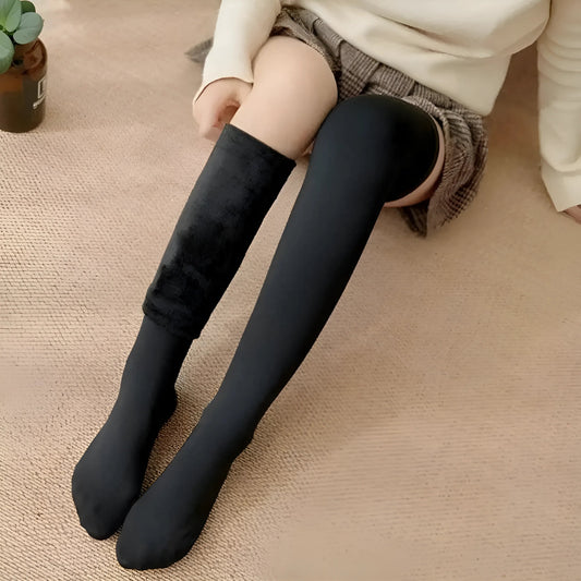 Noir Chaussettes montantes en polaire pour femmes