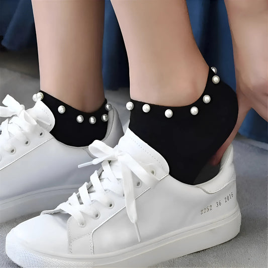 Noir Chaussettes ornées de perles pour femmes