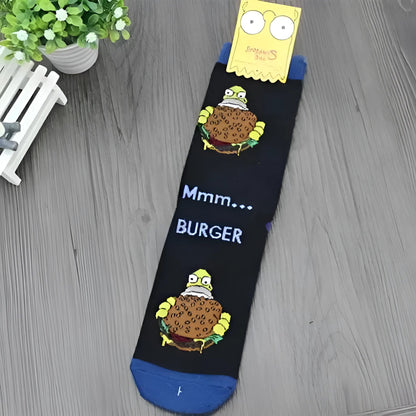 Noir Chaussettes pour hommes à mi-mollet mettant en vedette la famille Simpsons