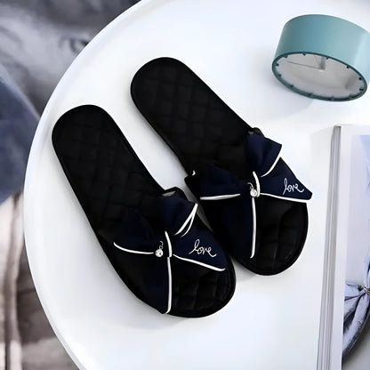 Noir Chaussons matelassés pour femmes avec nœuds