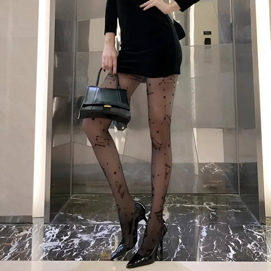 Noir Collants à motif astrologique