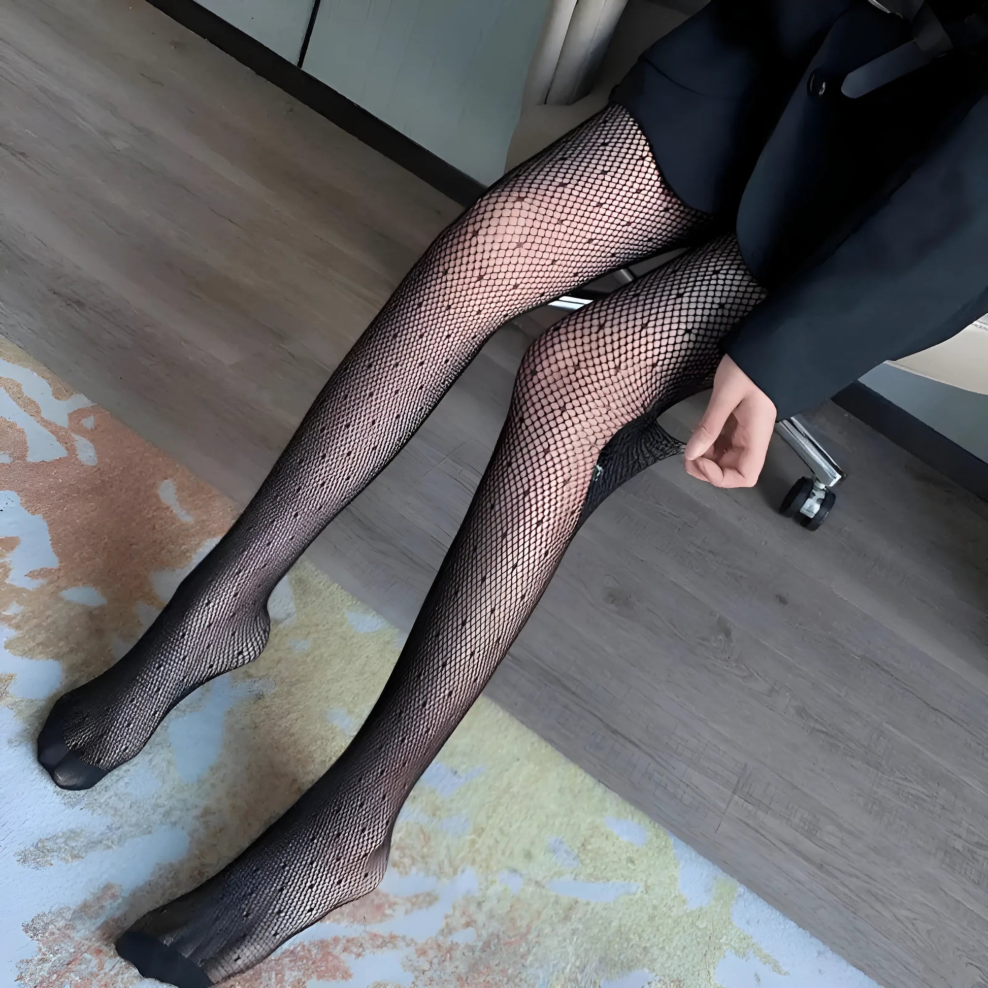 Noir Collants à pois