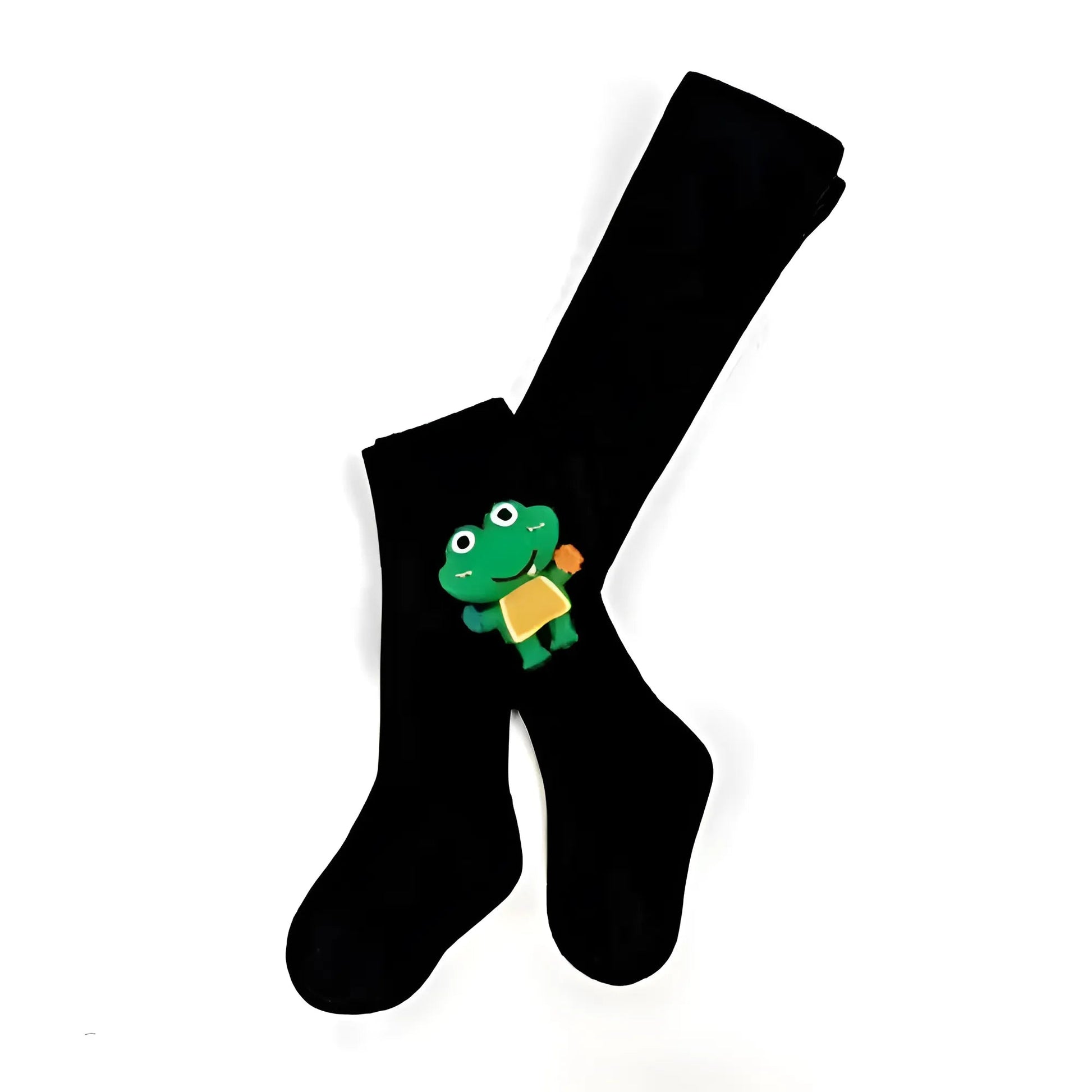 Noir Collants pour enfants avec design de grenouille