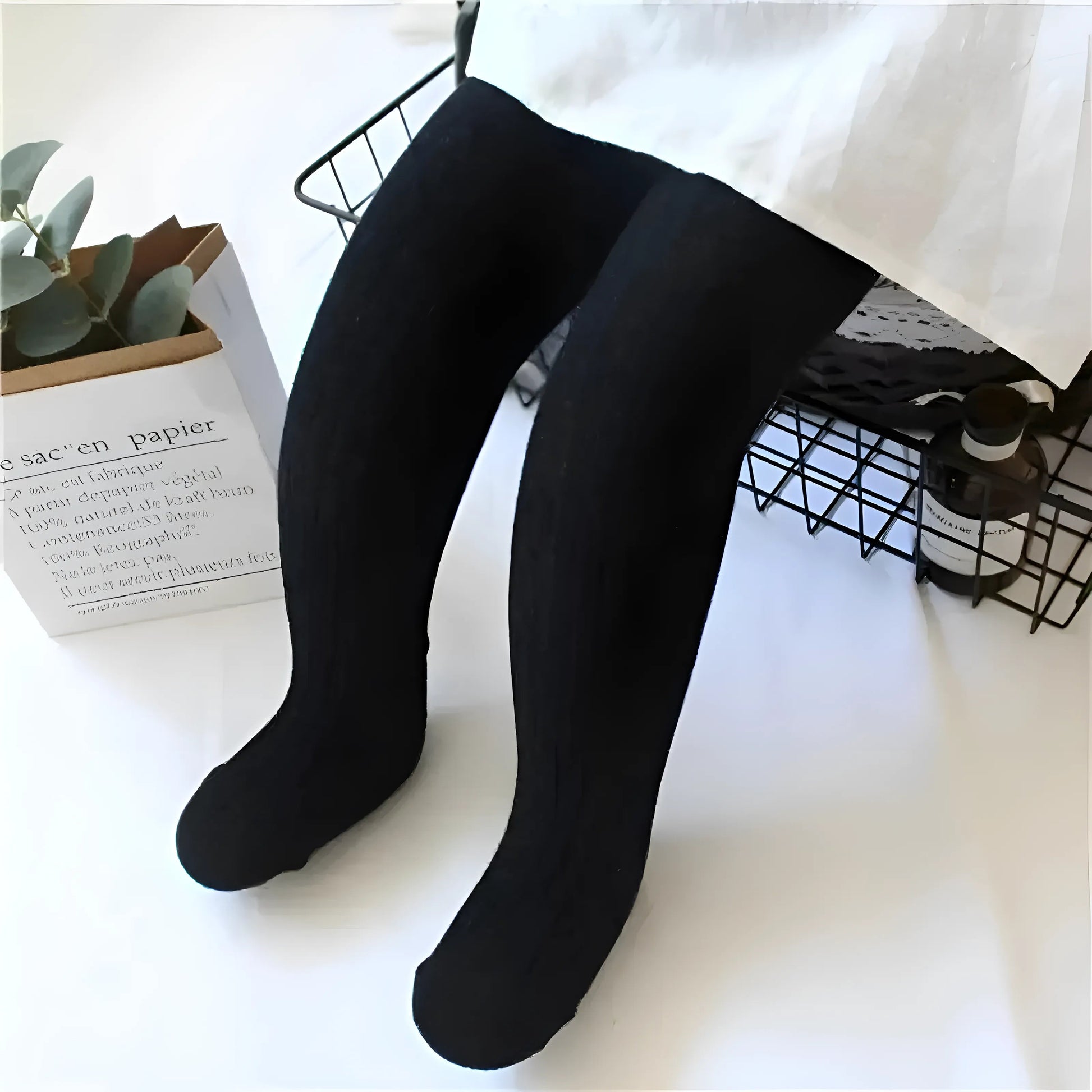 Noir Collants rayés pour enfants