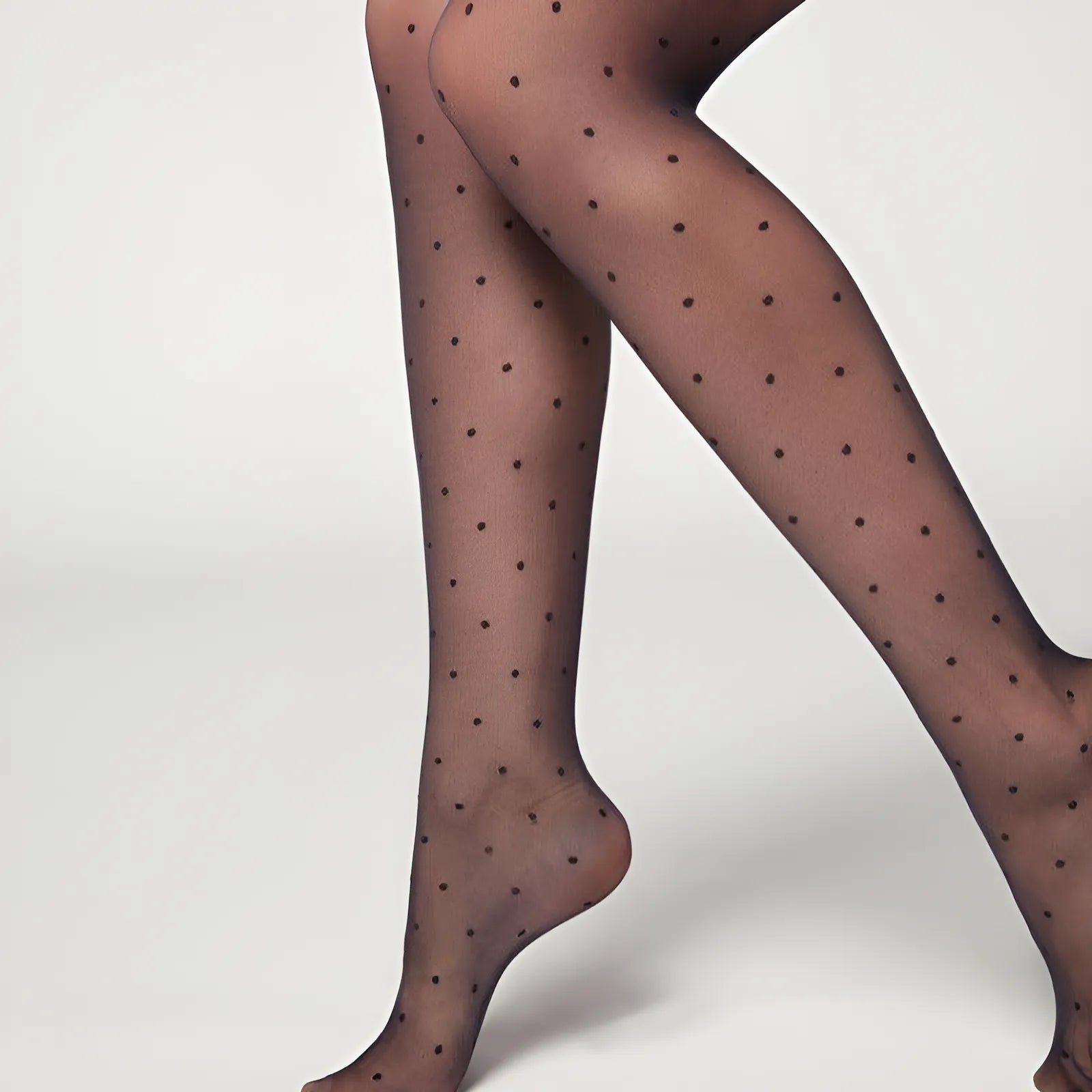 Noir Collants transparents à pois pour femmes