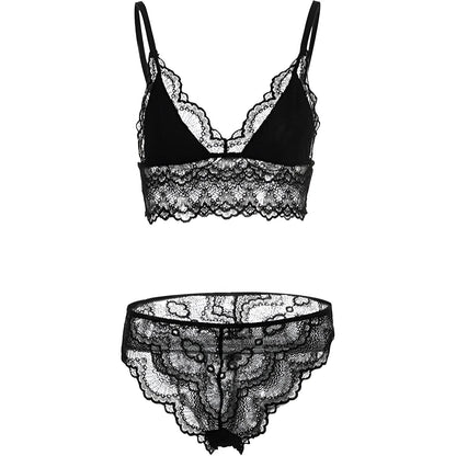 Noir Ensemble de lingerie en dentelle avec bralette