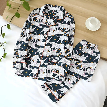 Noir Ensemble de pyjama long avec motifs