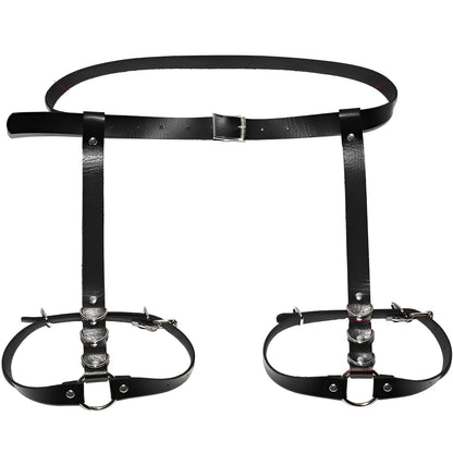 Noir Harnais en cuir avec sangle de cuisse