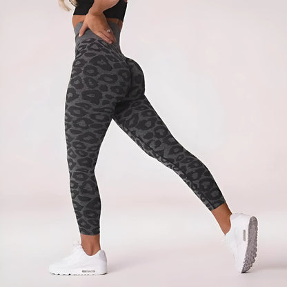 Noir Leggings de sport à imprimé léopard pour femmes