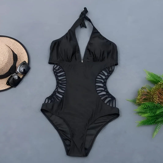 Noir Maillot de bain une pièce avec découpes sur les côtés