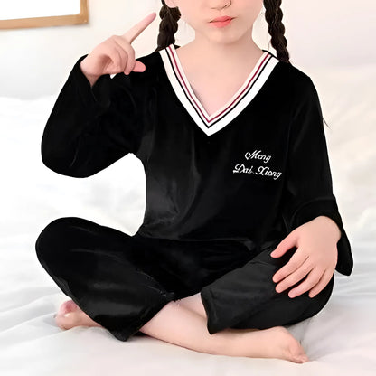 Noir Pyjamas en velours pour enfants