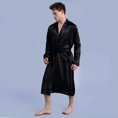 Noir Robe en satin pour hommes