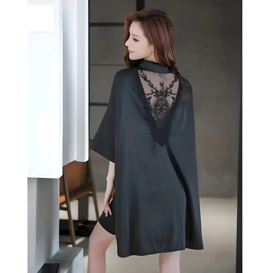 Noir Robe pour femmes avec dos en dentelle