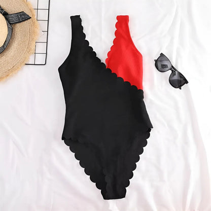 Noir-Rouge Maillot de bain bicolore