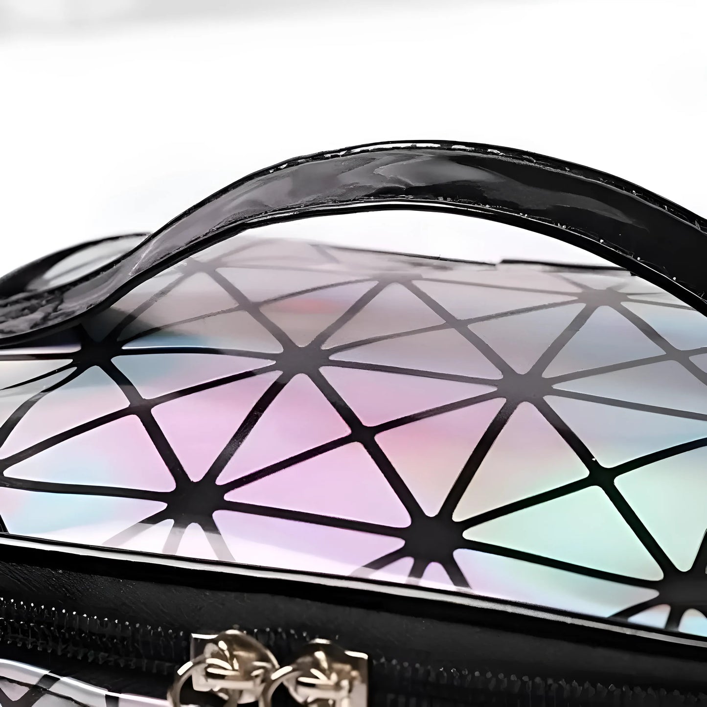 Noir Sac cosmétique holographique à fermeture éclair