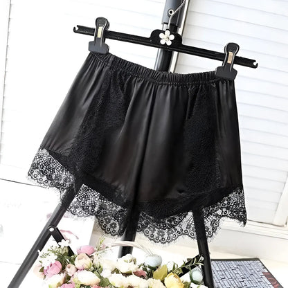 Noir Shorts de nuit avec dentelle